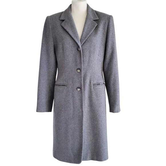 Charles Gray London For Savvy Grey Cashmere Blend Long Top Coat Size M - Picture 1 of 14